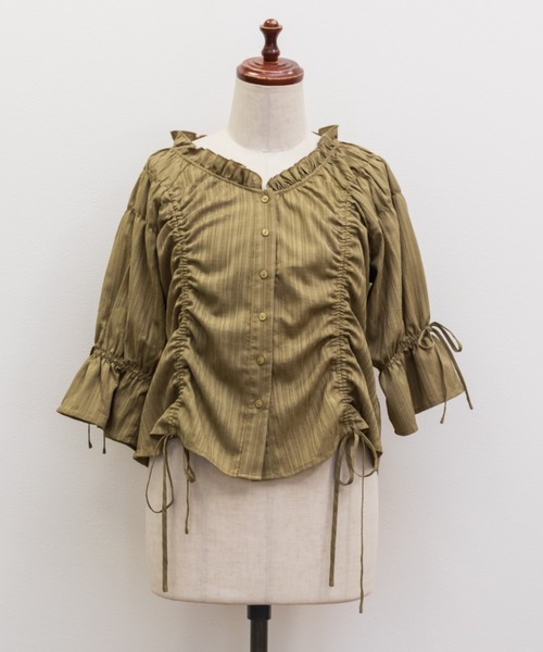 CLETTE(クレット)の「CLETTEオリジナルドロストデザインブラウス(シャツ/ブラウス・レディース・オリーブ/ブラック/イエロー・4L/3L/LL)」の16枚目の写真