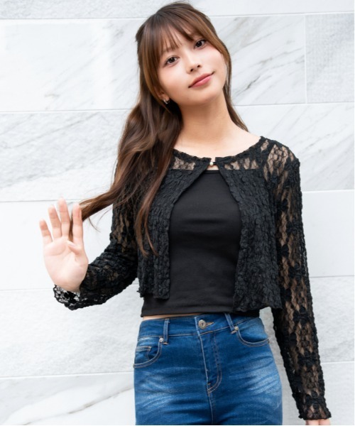GORGE(ゴージ)の「《フラワーレース×アンサンブル》カーディガン/フェミニン×韓国ガーリー/春夏秋/全3色(カーディガン/ボレロ・レディース・ブラウン/オフホワイト/ブラック・F)」の4枚目の写真