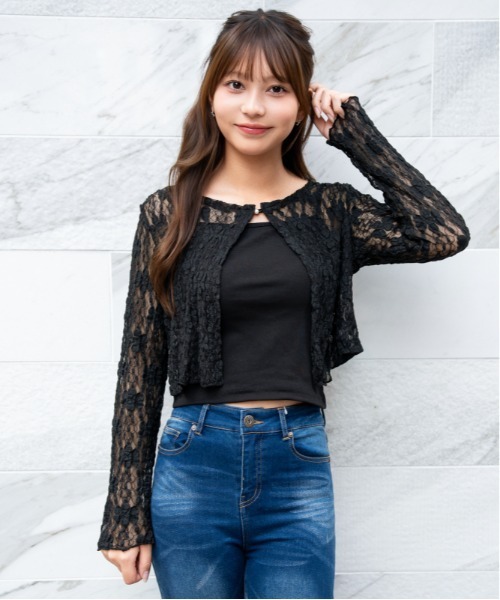 GORGE(ゴージ)の「《フラワーレース×アンサンブル》カーディガン/フェミニン×韓国ガーリー/春夏秋/全3色(カーディガン/ボレロ・レディース・ブラウン/オフホワイト/ブラック・F)」の5枚目の写真