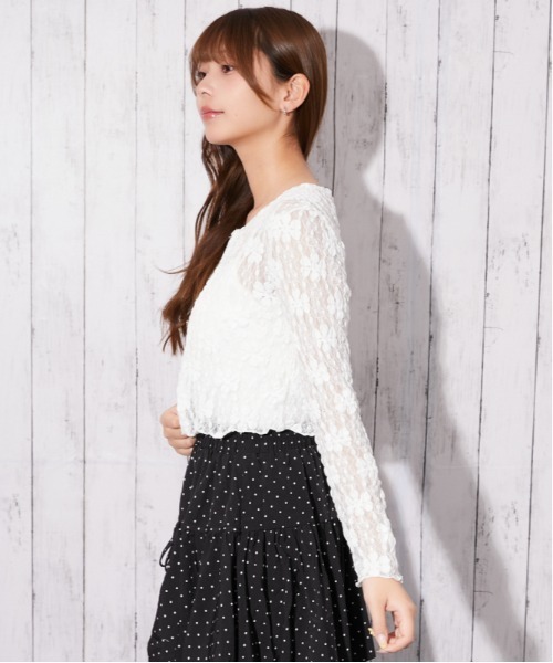 GORGE(ゴージ)の「《フラワーレース×アンサンブル》カーディガン/フェミニン×韓国ガーリー/春夏秋/全3色(カーディガン/ボレロ・レディース・ブラウン/オフホワイト/ブラック・F)」の12枚目の写真