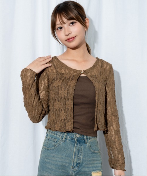 GORGE(ゴージ)の「《フラワーレース×アンサンブル》カーディガン/フェミニン×韓国ガーリー/春夏秋/全3色(カーディガン/ボレロ・レディース・ブラウン/オフホワイト/ブラック・F)」の14枚目の写真
