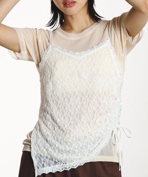 ROSE BUD(ローズバッド)の「LACE CAMISOLE(タンクトップ・レディース・ホワイト/ブラック・ONE SIZE)」の1枚目の写真