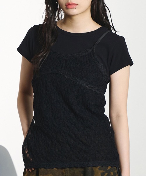 ROSE BUD(ローズバッド)の「LACE CAMISOLE(タンクトップ・レディース・ホワイト/ブラック・ONE SIZE)」の2枚目の写真