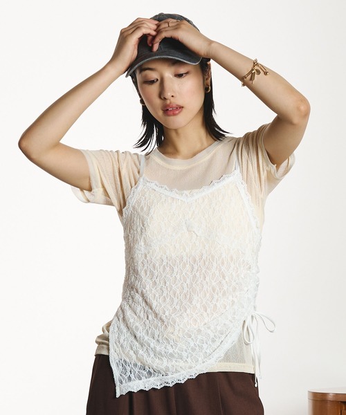 ROSE BUD(ローズバッド)の「LACE CAMISOLE(タンクトップ・レディース・ホワイト/ブラック・ONE SIZE)」の3枚目の写真