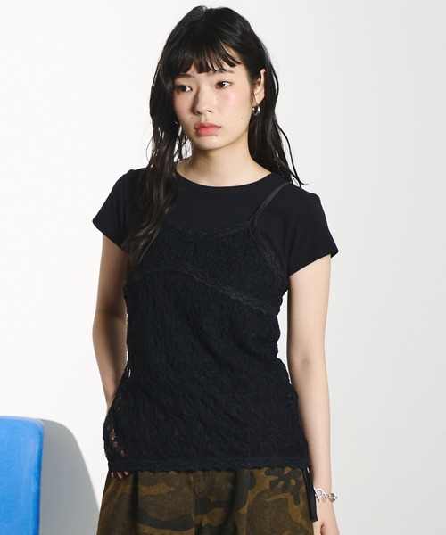 ROSE BUD(ローズバッド)の「LACE CAMISOLE(タンクトップ・レディース・ホワイト/ブラック・ONE SIZE)」の4枚目の写真