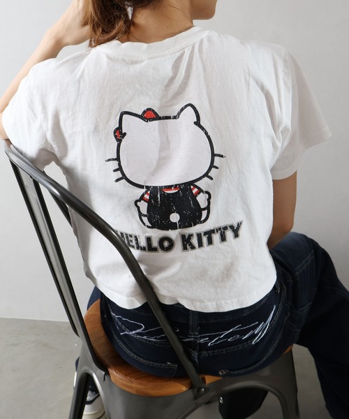 SpRay(スプレイ)の「KITTYプリントショート丈Tシャツ(Tシャツ/カットソー・レディース・チャコールグレー/ブラック/オフホワイト・FREE)」の7枚目の写真