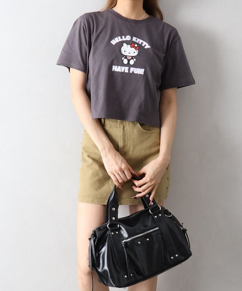 SpRay(スプレイ)の「KITTYプリントショート丈Tシャツ(Tシャツ/カットソー・レディース・チャコールグレー/ブラック/オフホワイト・FREE)」の12枚目の写真