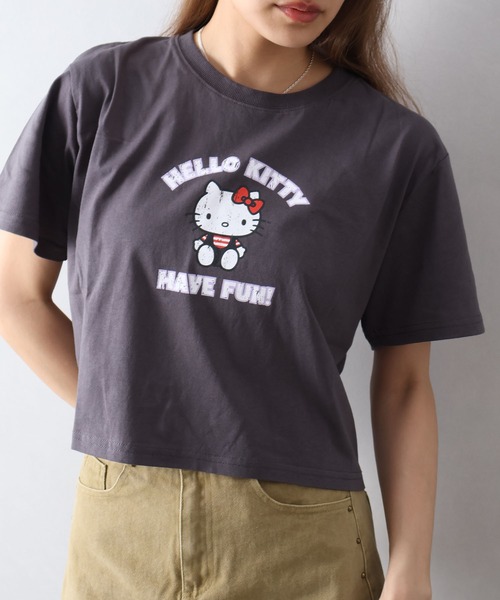 SpRay(スプレイ)の「KITTYプリントショート丈Tシャツ(Tシャツ/カットソー・レディース・チャコールグレー/ブラック/オフホワイト・FREE)」の13枚目の写真