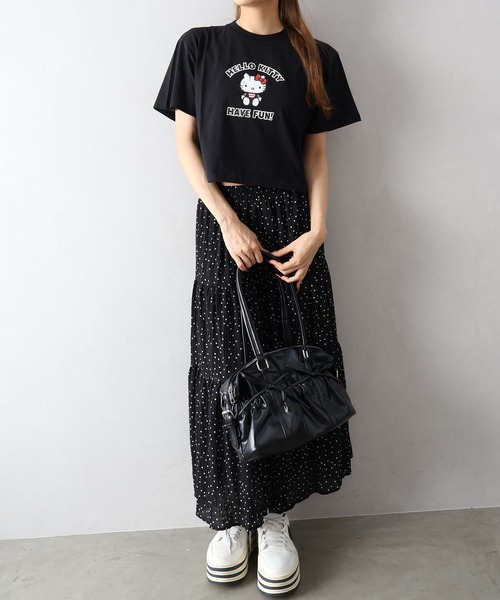 SpRay(スプレイ)の「KITTYプリントショート丈Tシャツ(Tシャツ/カットソー・レディース・チャコールグレー/ブラック/オフホワイト・FREE)」の19枚目の写真