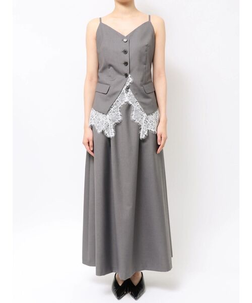 ELENDEEK（エレンディーク）の「LACE LAYERED CAMI OP（ワンピース・レディース・グレー/ブラック・2/1）」の20枚目の写真