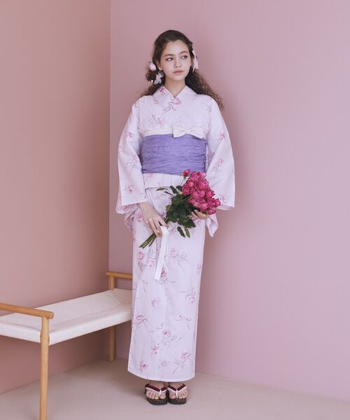 Maison de FLEUR（メゾンドフルール）の「ローズリボンセパレート浴衣（浴衣・レディース・サックスブルー/ピンク/アイボリー・FREE）」の3枚目の写真