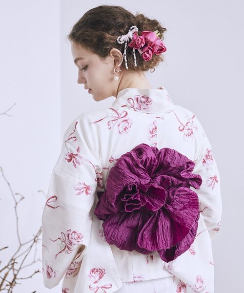 Maison de FLEUR（メゾンドフルール）の「ローズリボンセパレート浴衣（浴衣・レディース・サックスブルー/ピンク/アイボリー・FREE）」の6枚目の写真