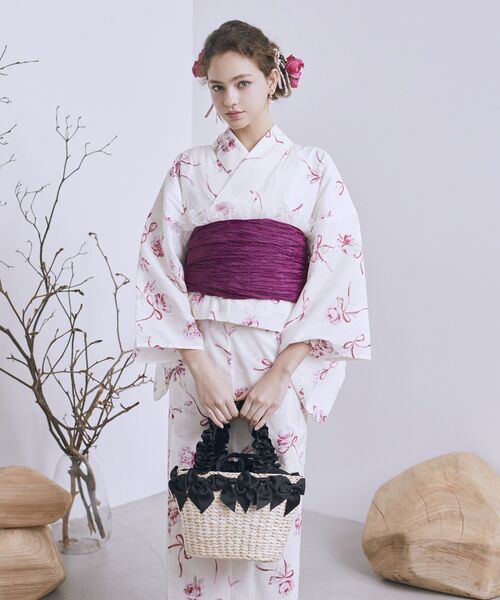 Maison de FLEUR（メゾンドフルール）の「ローズリボンセパレート浴衣（浴衣・レディース・サックスブルー/ピンク/アイボリー・FREE）」の7枚目の写真
