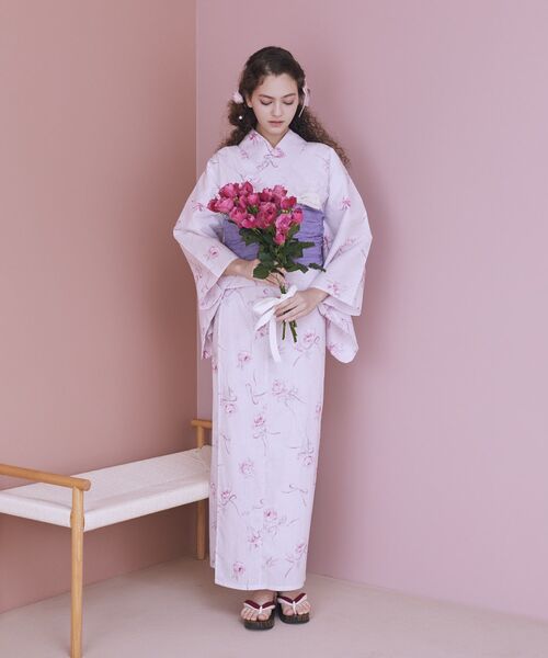 Maison de FLEUR（メゾンドフルール）の「ローズリボンセパレート浴衣（浴衣・レディース・サックスブルー/ピンク/アイボリー・FREE）」の10枚目の写真