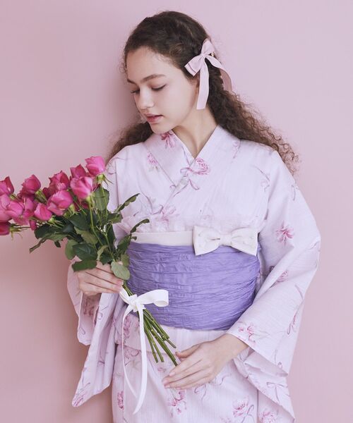Maison de FLEUR（メゾンドフルール）の「ローズリボンセパレート浴衣（浴衣・レディース・サックスブルー/ピンク/アイボリー・FREE）」の11枚目の写真