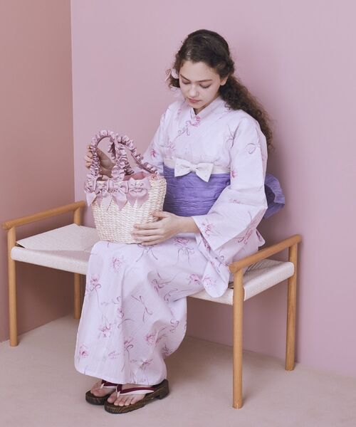 Maison de FLEUR（メゾンドフルール）の「ローズリボンセパレート浴衣（浴衣・レディース・サックスブルー/ピンク/アイボリー・FREE）」の14枚目の写真