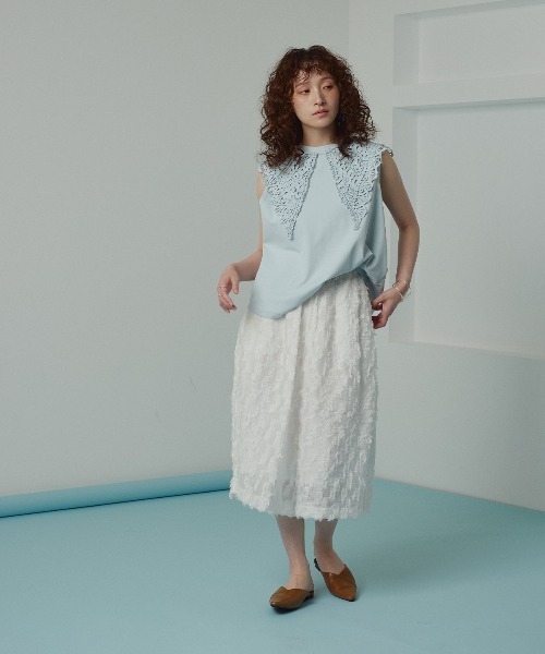 W:Huku(フーク)の「【W:Huku / シルキータッチコットン】ビッグカラー ノースリーブ トップス / Silky-Touch Cotton Big Collar Sleeveless Top(シャツ/ブラウス・レディース・カーキ系/ブルー/ブラック/オフホワイト・FREE)」の12枚目の写真