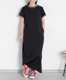 〈接触冷感 ICE TEE〉配色ノースリーブカットワンピース