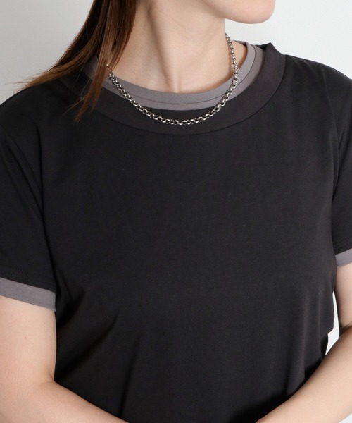 cepo(セポ)の「〈接触冷感 ICE TEE〉配色ショートスリーブカットワンピース(ワンピース・レディース・ブラウン/ブラック・M)」の15枚目の写真