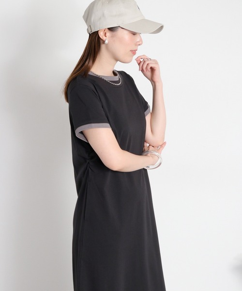 cepo(セポ)の「〈接触冷感 ICE TEE〉配色ショートスリーブカットワンピース(ワンピース・レディース・ブラウン/ブラック・M)」の14枚目の写真
