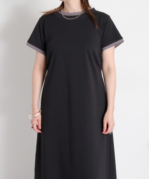 cepo(セポ)の「〈接触冷感 ICE TEE〉配色ショートスリーブカットワンピース(ワンピース・レディース・ブラウン/ブラック・M)」の10枚目の写真