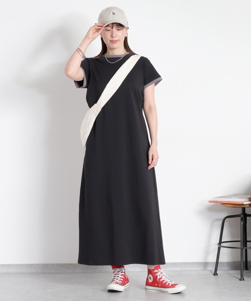 cepo(セポ)の「〈接触冷感 ICE TEE〉配色ショートスリーブカットワンピース(ワンピース・レディース・ブラウン/ブラック・M)」の8枚目の写真