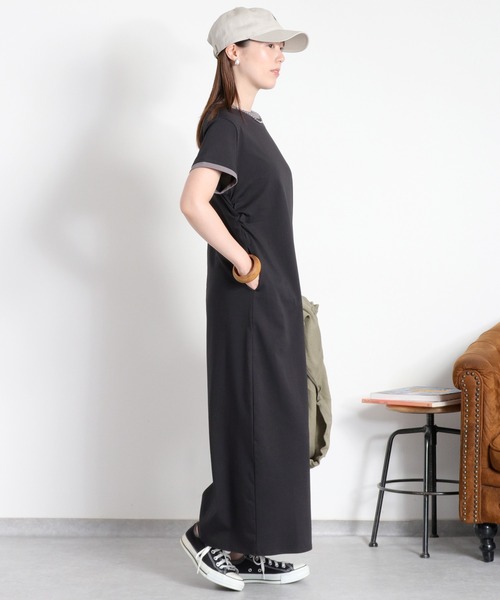 cepo(セポ)の「〈接触冷感 ICE TEE〉配色ショートスリーブカットワンピース(ワンピース・レディース・ブラウン/ブラック・M)」の5枚目の写真