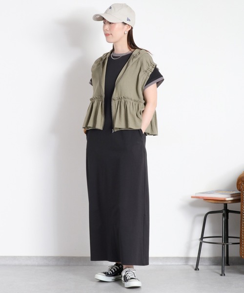 cepo(セポ)の「〈接触冷感 ICE TEE〉配色ショートスリーブカットワンピース(ワンピース・レディース・ブラウン/ブラック・M)」の9枚目の写真