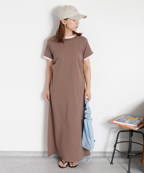 cepo(セポ)の「〈接触冷感 ICE TEE〉配色ショートスリーブカットワンピース(ワンピース・レディース・ブラウン/ブラック・M)」の18枚目の写真
