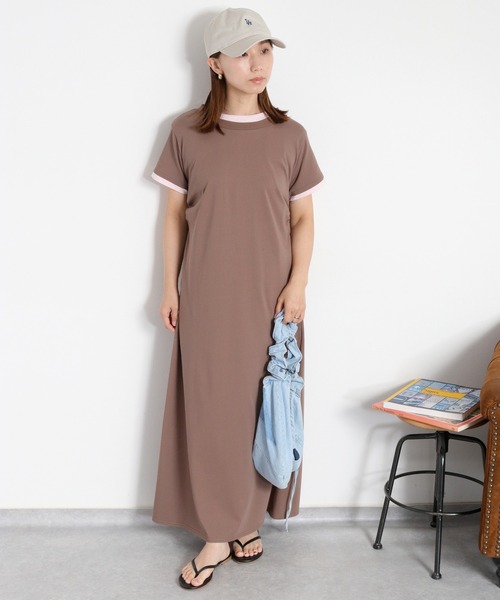 cepo(セポ)の「〈接触冷感 ICE TEE〉配色ショートスリーブカットワンピース(ワンピース・レディース・ブラウン/ブラック・M)」の19枚目の写真