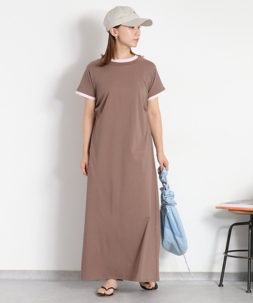 cepo(セポ)の「〈接触冷感 ICE TEE〉配色ショートスリーブカットワンピース(ワンピース・レディース・ブラウン/ブラック・M)」の22枚目の写真