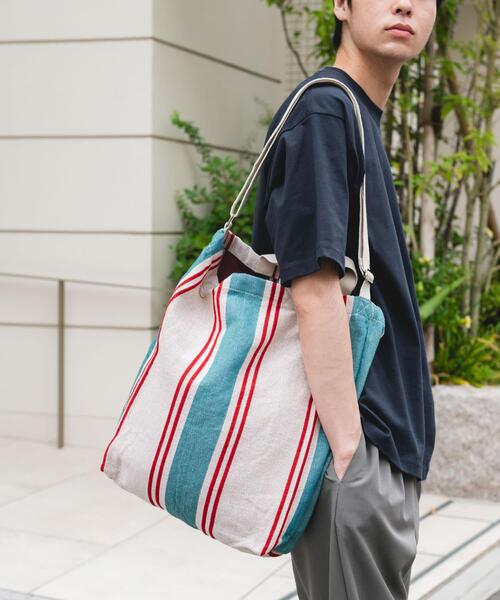 URBAN RESEARCH DOORS（アーバンリサーチドアーズ）の「2WAYストライプトートバッグ（トートバッグ・メンズ・グリーン/オレンジ/ライトブルー・-）」の12枚目の写真