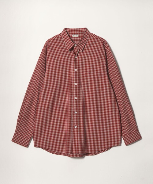 Steven Alan＞ オーガニックコットン ミニチェック リバースシーム 