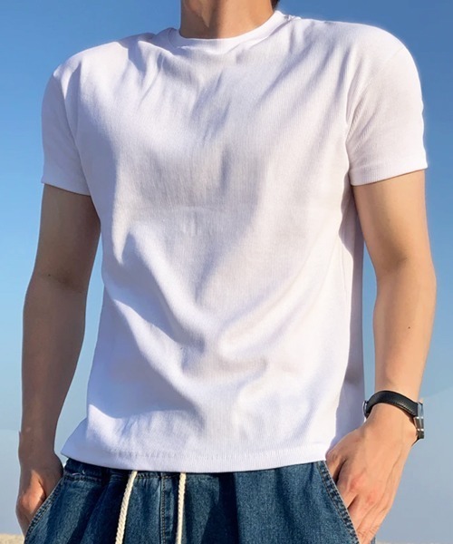 NOWLE（ノウル）の「【NOWLE】ヘビーウェイト コンパクト ボックス クロップド 半袖 Tシャツ / 短丈 ミニマル トップス（Tシャツ/カットソー・メンズ・スモークグレー/ホワイト/ブラック・SMALL/X-LARGE/LARGE/MEDIUM）」の9枚目の写真