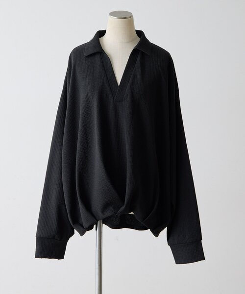 ear PAPILLONNER(イアパピヨネ)の「スキッパーシャツ【SUM1 STYLE】(シャツ/ブラウス・レディース・ブラック/ブラウン・FREE)」の10枚目の写真