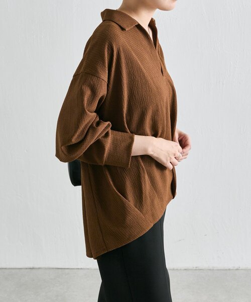 ear PAPILLONNER(イアパピヨネ)の「スキッパーシャツ【SUM1 STYLE】(シャツ/ブラウス・レディース・ブラック/ブラウン・FREE)」の13枚目の写真