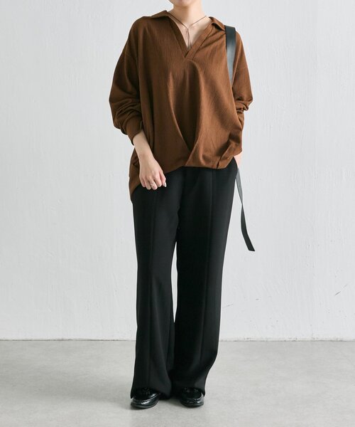 ear PAPILLONNER(イアパピヨネ)の「スキッパーシャツ【SUM1 STYLE】(シャツ/ブラウス・レディース・ブラック/ブラウン・FREE)」の14枚目の写真