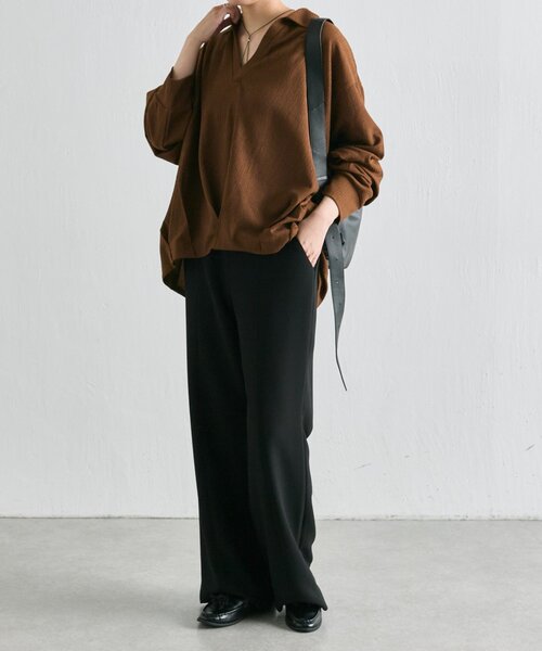ear PAPILLONNER(イアパピヨネ)の「スキッパーシャツ【SUM1 STYLE】(シャツ/ブラウス・レディース・ブラック/ブラウン・FREE)」の15枚目の写真