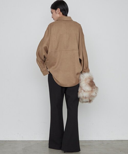 LOUNGEDRESS(ラウンジドレス)の「《すらっと美脚見せ》カットジョーゼットスリットパンツ(その他パンツ・レディース・ブラウン/ブラック・MEDIUM/SMALL)」の10枚目の写真