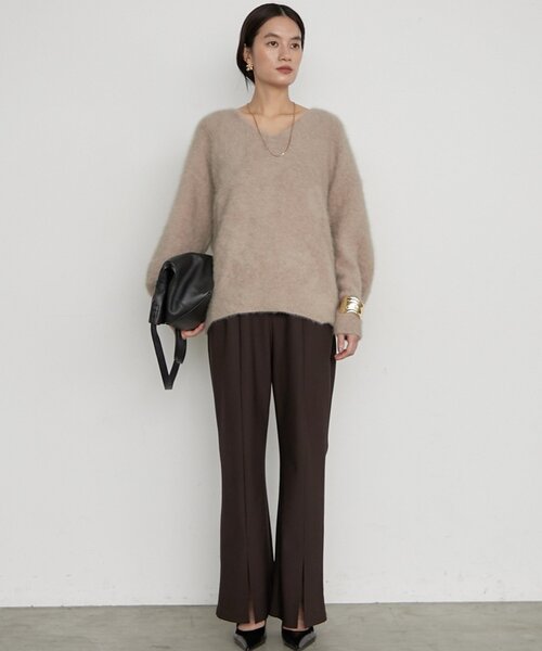 LOUNGEDRESS(ラウンジドレス)の「《すらっと美脚見せ》カットジョーゼットスリットパンツ(その他パンツ・レディース・ブラウン/ブラック・MEDIUM/SMALL)」の19枚目の写真