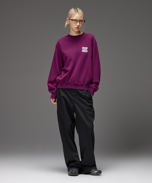 X-girl（エックスガール）の「BOX AND MILLS LOGO PATCH SWEATSHIRT（スウェット・レディース・パープル/ブラウン/ブラック・S/M/L）」の9枚目の写真