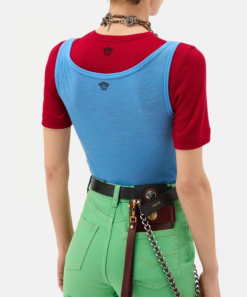 VERSACE（ヴェルサーチ）の「刺繍入り リブニット ウール タンク トップ（タンクトップ・レディース・ブルー・38）」の3枚目の写真