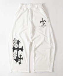 【31】クロスプリント カーブシルエット ワイドスウェットパンツ セットアップ展開有