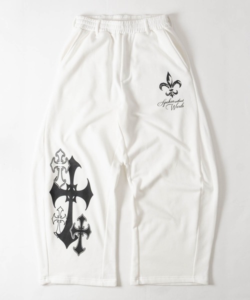 JOHN'S CLOSET(ジョンズクローゼット)の「【31】クロスプリント カーブシルエット ワイドスウェットパンツ セットアップ展開有(スウェットパンツ・メンズ・ブラック系その他/ブラック/ホワイト・LARGE/MEDIUM)」の2枚目の写真