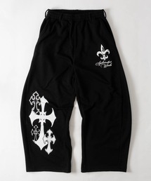 【31】クロスプリント カーブシルエット ワイドスウェットパンツ セットアップ展開有