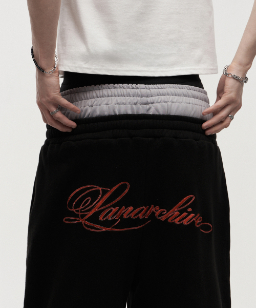 LANARCHIVE（ランアーカイブ）の「[0155] セイギンレイヤードトラックトレーニングパンツ - ブラック（スウェットパンツ・レディース・ブラック・FREE）」の7枚目の写真