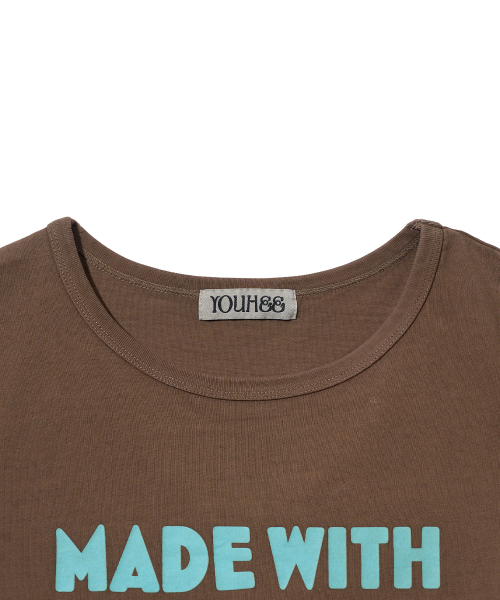 YOUHEE(ユヒ)の「COLOR LETTERING T-SHIRTS_BROWN(Tシャツ/カットソー・レディース・その他・FREE)」の4枚目の写真