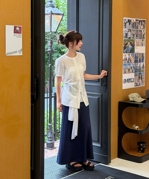 PLAC WOMEN(プレイス・ウィメン)の「レースポイントロングブラウス2カラー(シャツ/ブラウス・レディース・ブラック/アイボリー・O/S)」の6枚目の写真