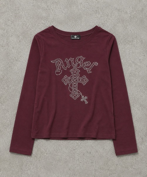 SPINNS（スピンズ）の「長袖Tシャツ/ラインストーンクロス/平成ギャル（Tシャツ/カットソー・レディース・ブラック/グレー/パープル・ONESIZE）」の14枚目の写真