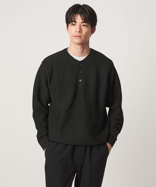 green label relaxing(グリーンレーベルリラクシング)の「【WEB限定】ガーター編み ヘンリーネック ニット(ニット/セーター・メンズ・モカ/ブラック/ライトグレー・S/L/XL/M)」の2枚目の写真